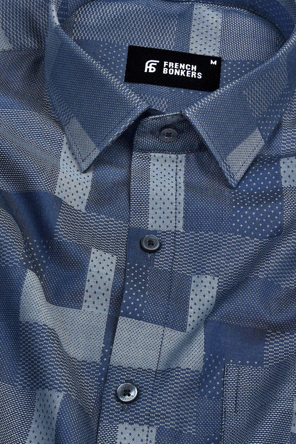 Lava and slate grey jacquard printed shirt