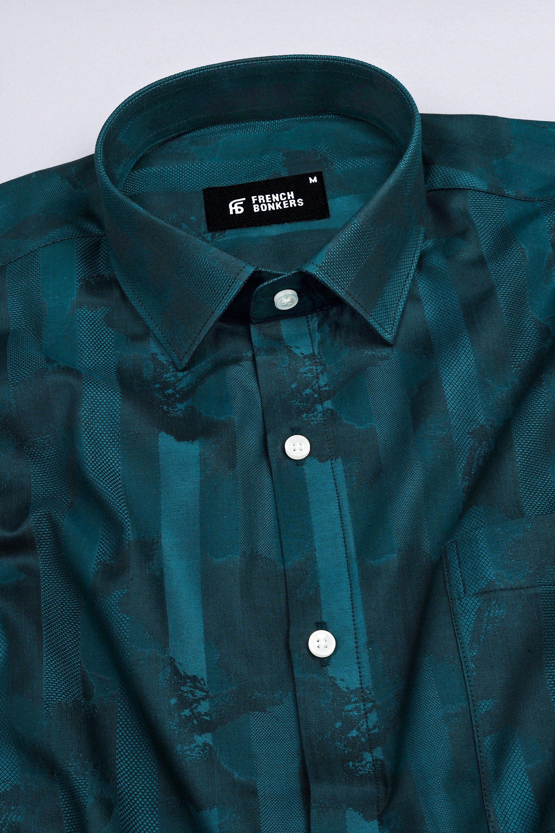 Hunter green jacquard printed shirt