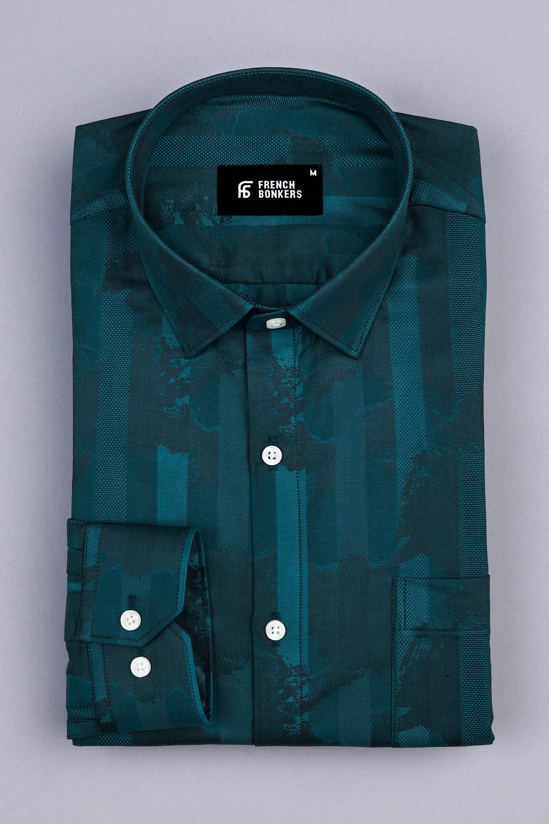 Hunter green jacquard printed shirt