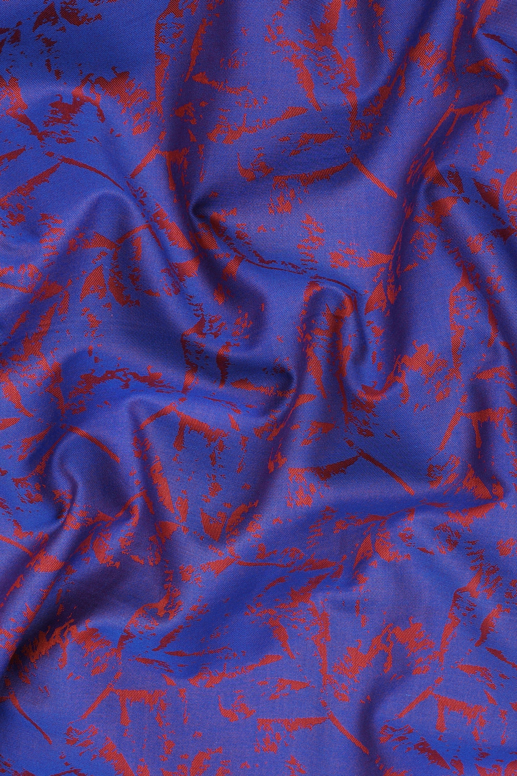 Royal blue and red jacquard printed shirt