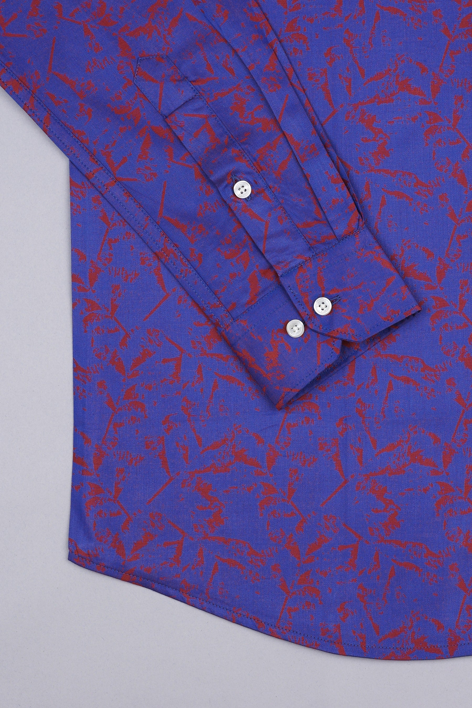 Royal blue and red jacquard printed shirt