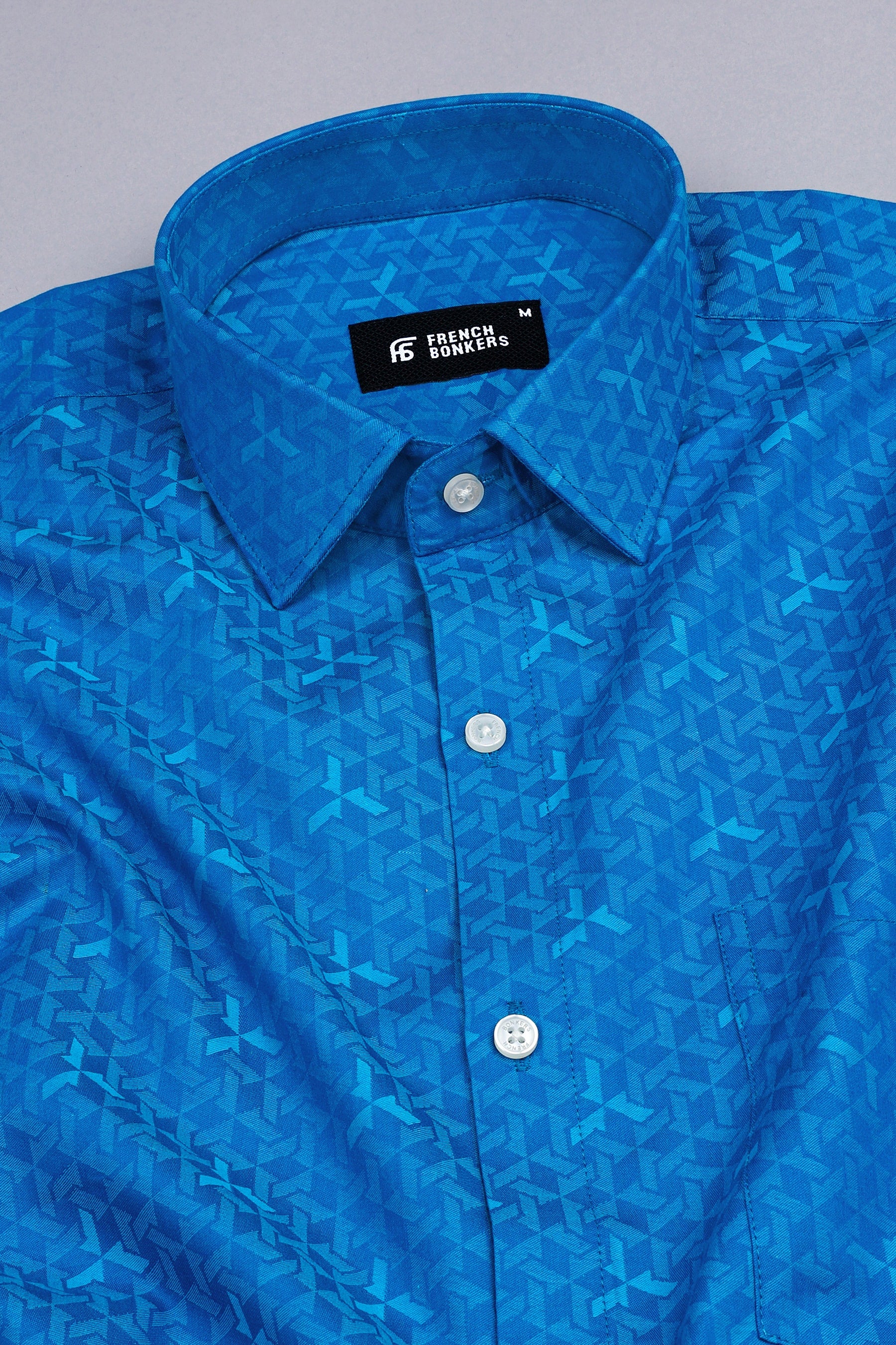 Dodger blue jacquard printed shirt