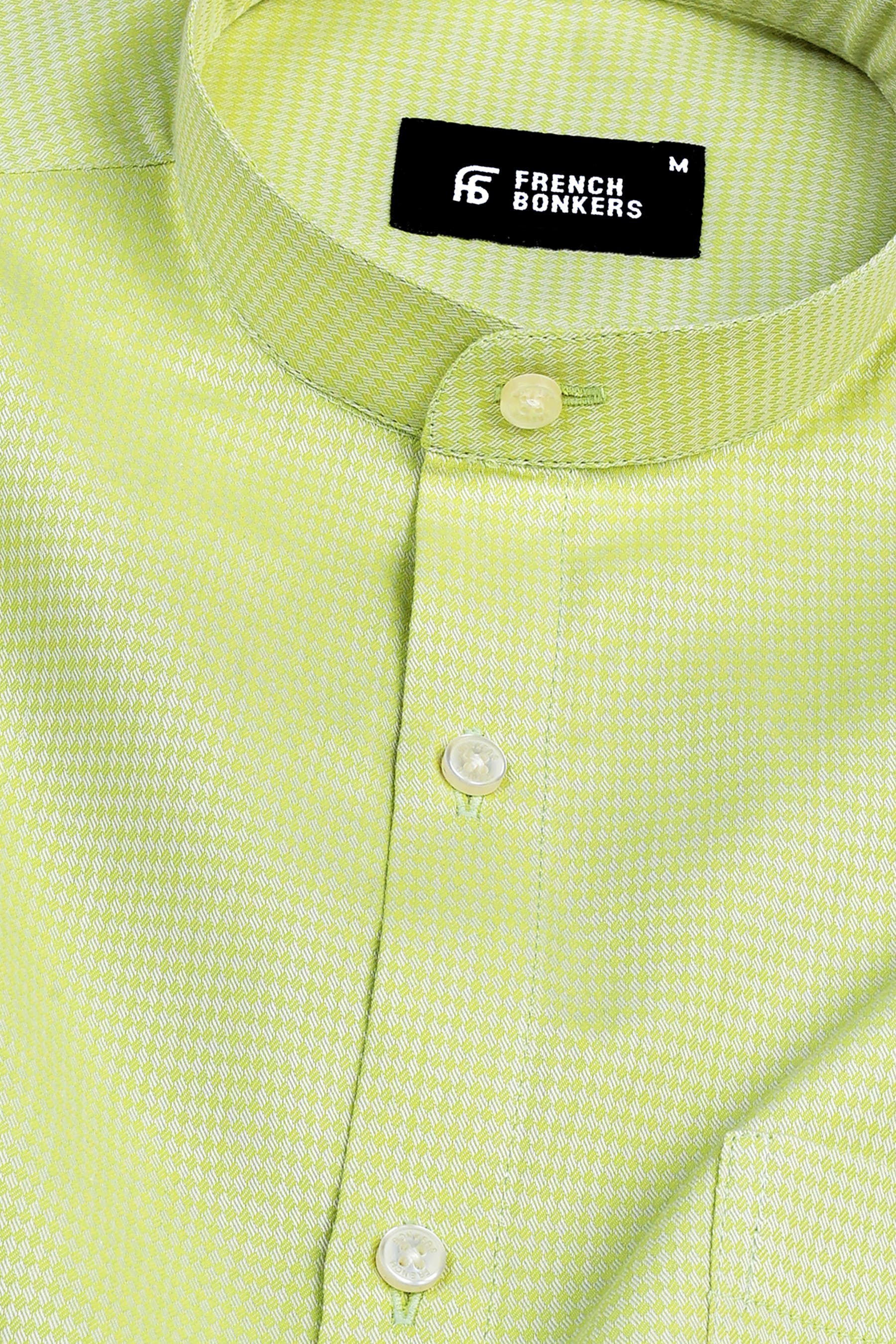 Chartreuse green  jacquard printed shirt