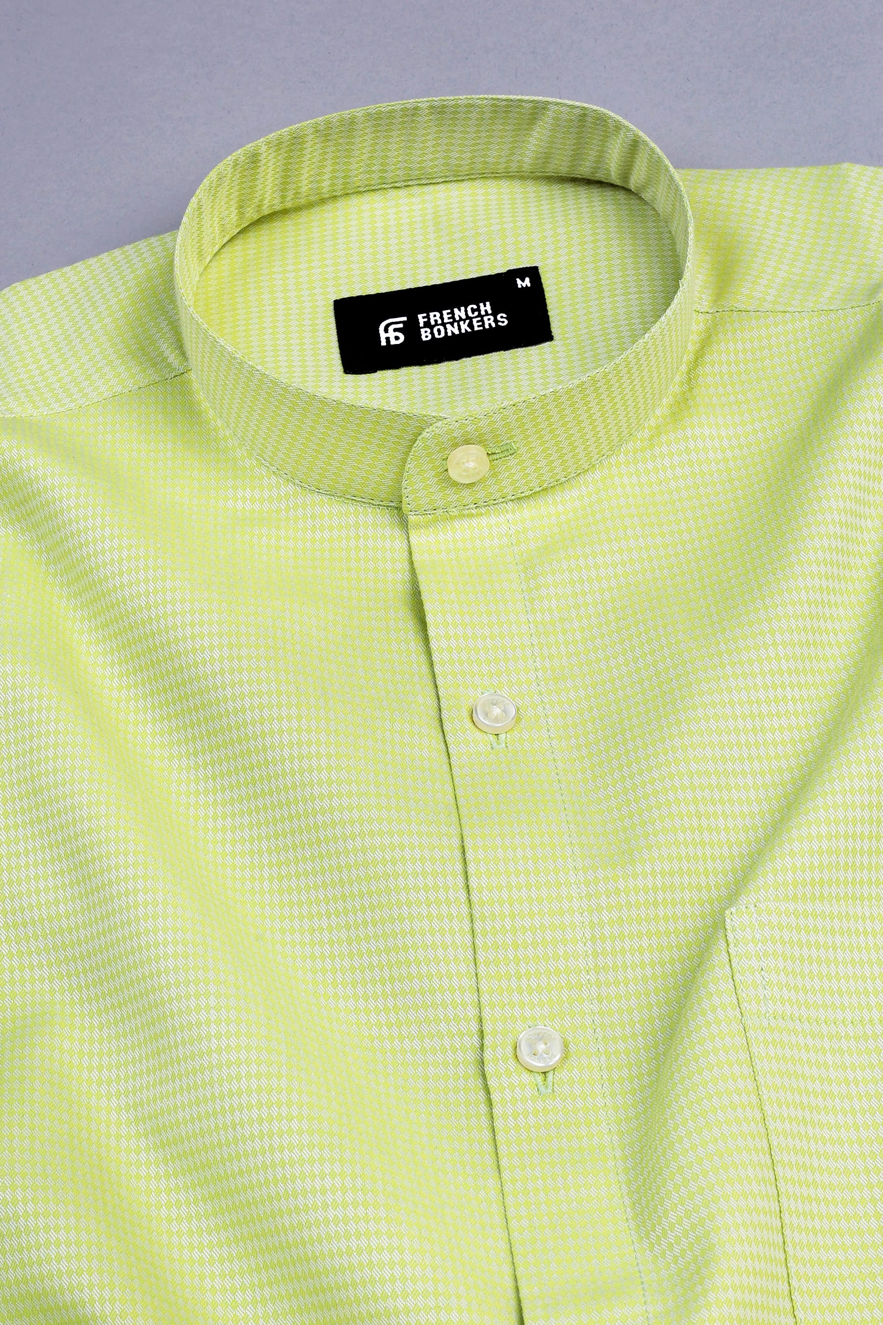 Chartreuse green  jacquard printed shirt