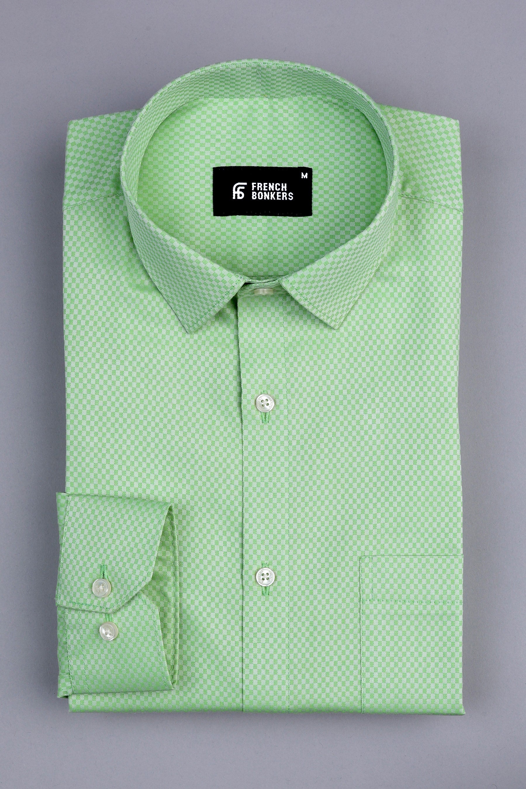 Parrot green  jacquard printed shirt