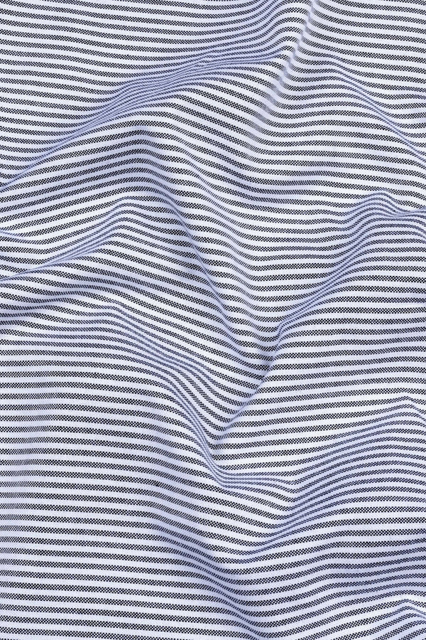White with light black oxford stripe shirt