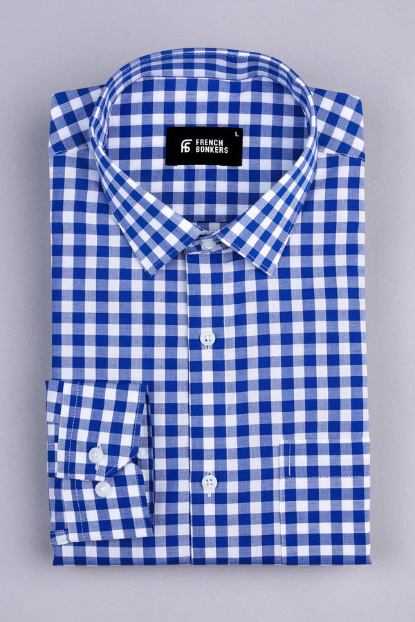 White with Royal blue regular palid check shirt White with Royal blue regular palid check shirt
