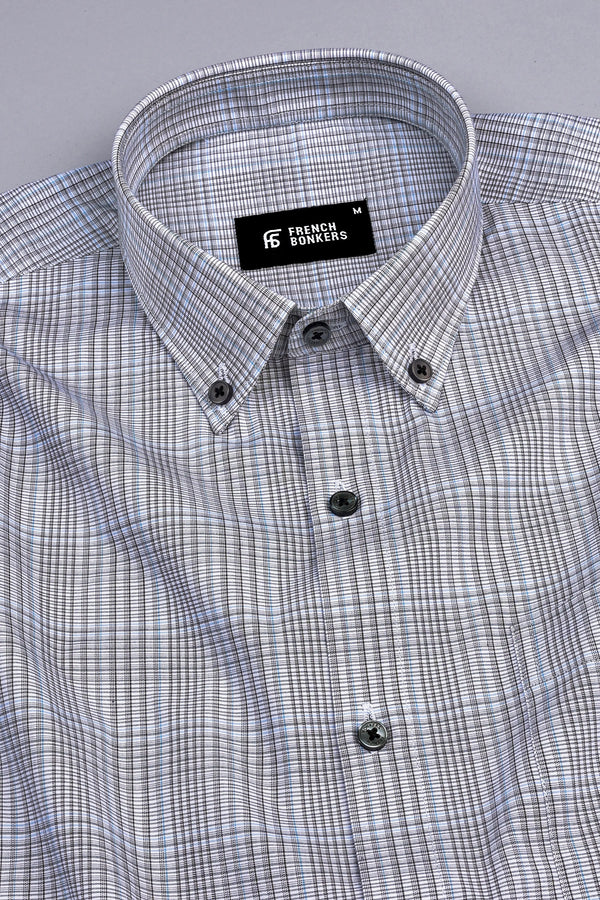Grey with light sky blue line check shirt Grey with light sky blue line check shirt