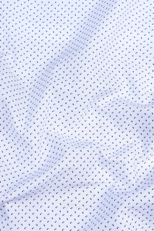 White with dark blue squre dot printed shirt