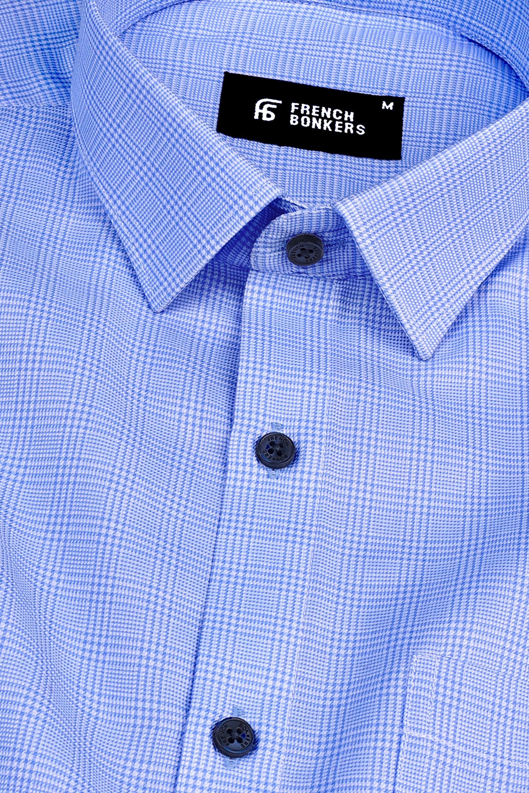 Royal blue with white zigzag twill check shirt