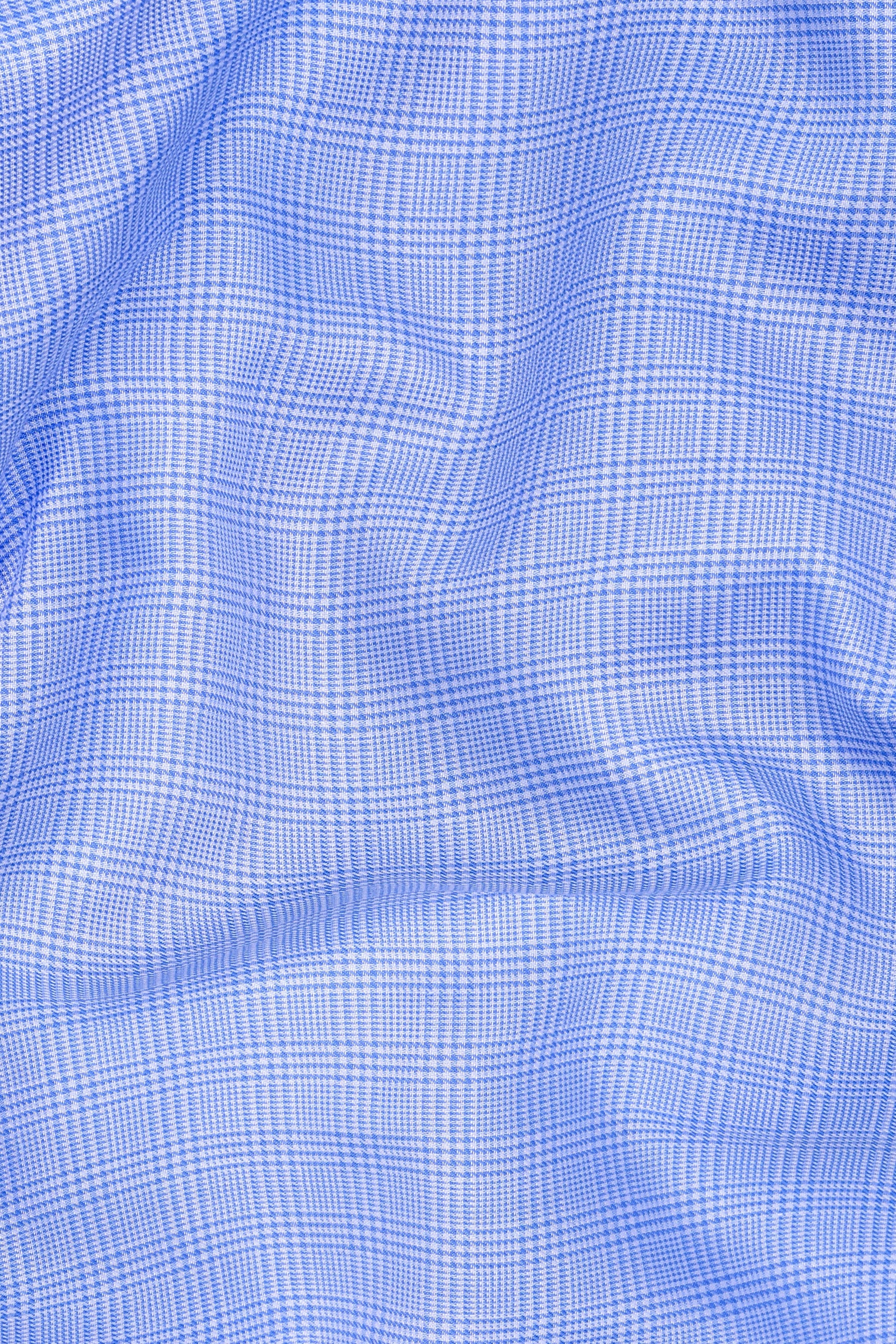 Royal blue with white zigzag twill check shirt