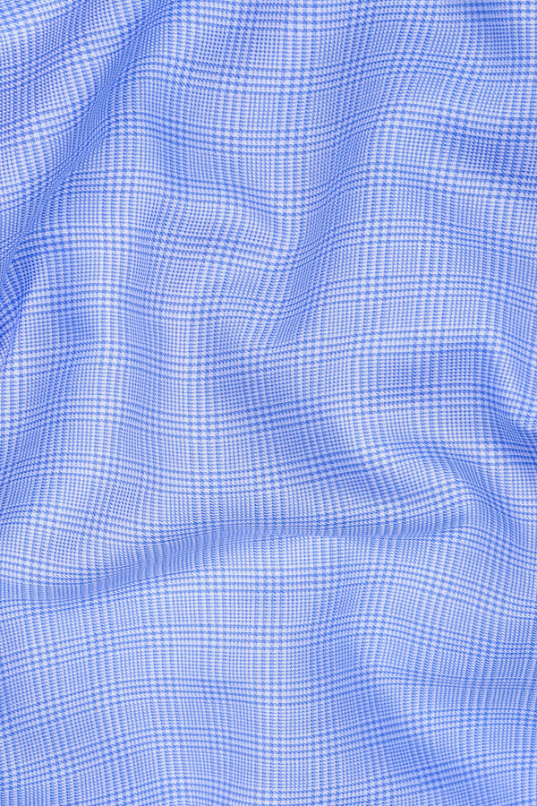 Royal blue with white zigzag twill check shirt
