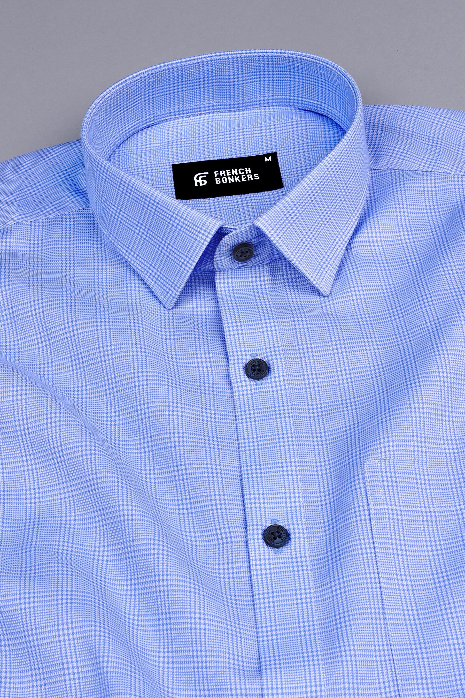 Royal blue with white zigzag twill check shirt