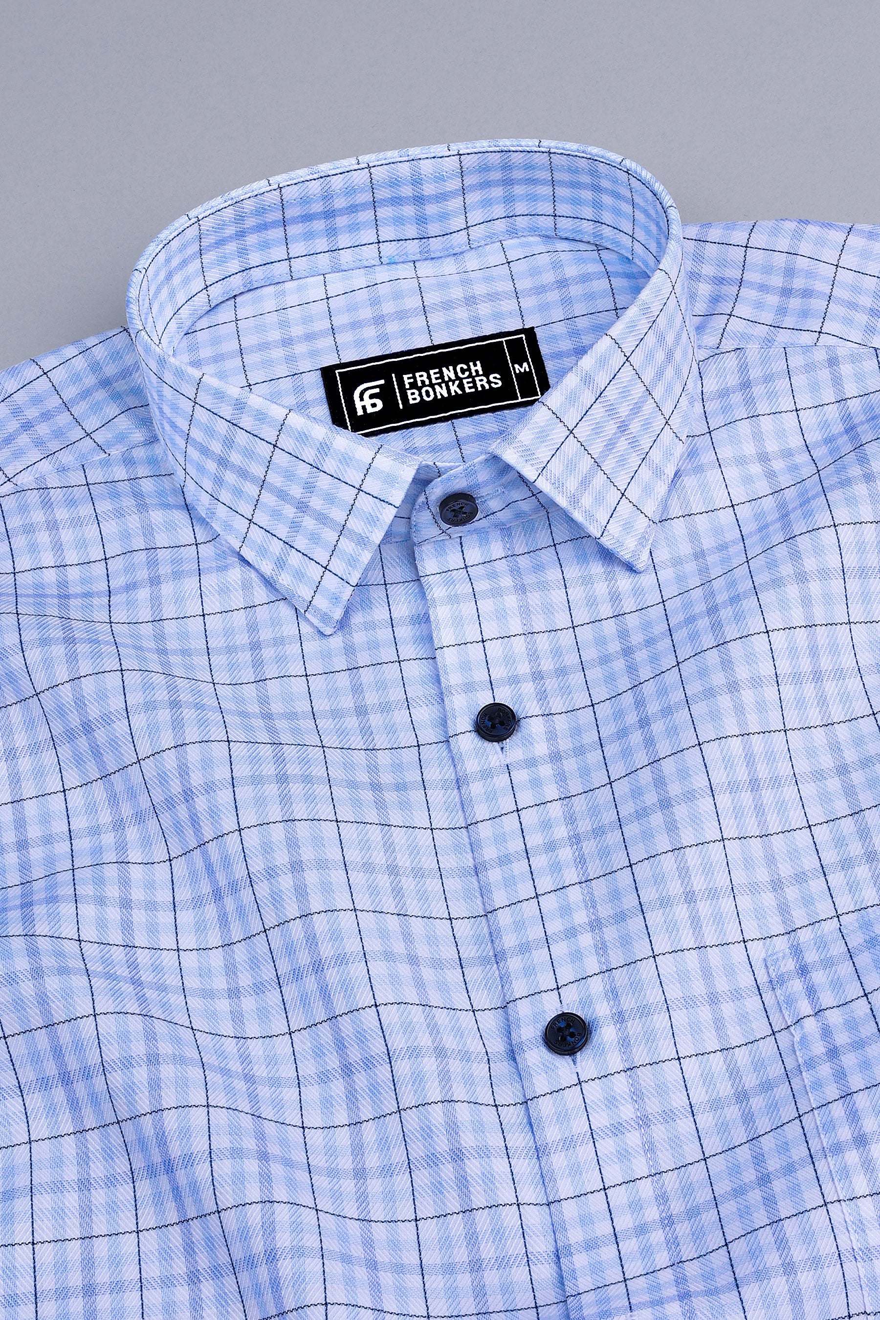 Victory Light blue box check shirt