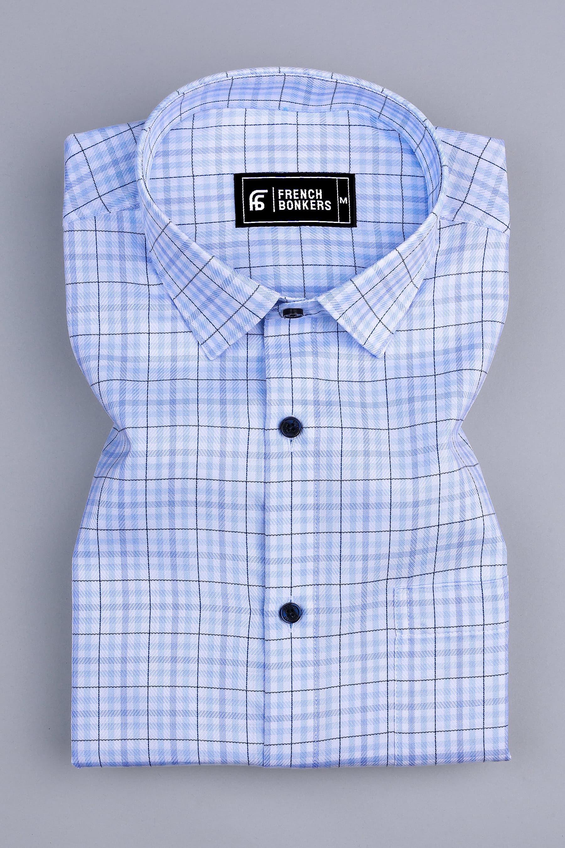 Victory Light blue box check shirt