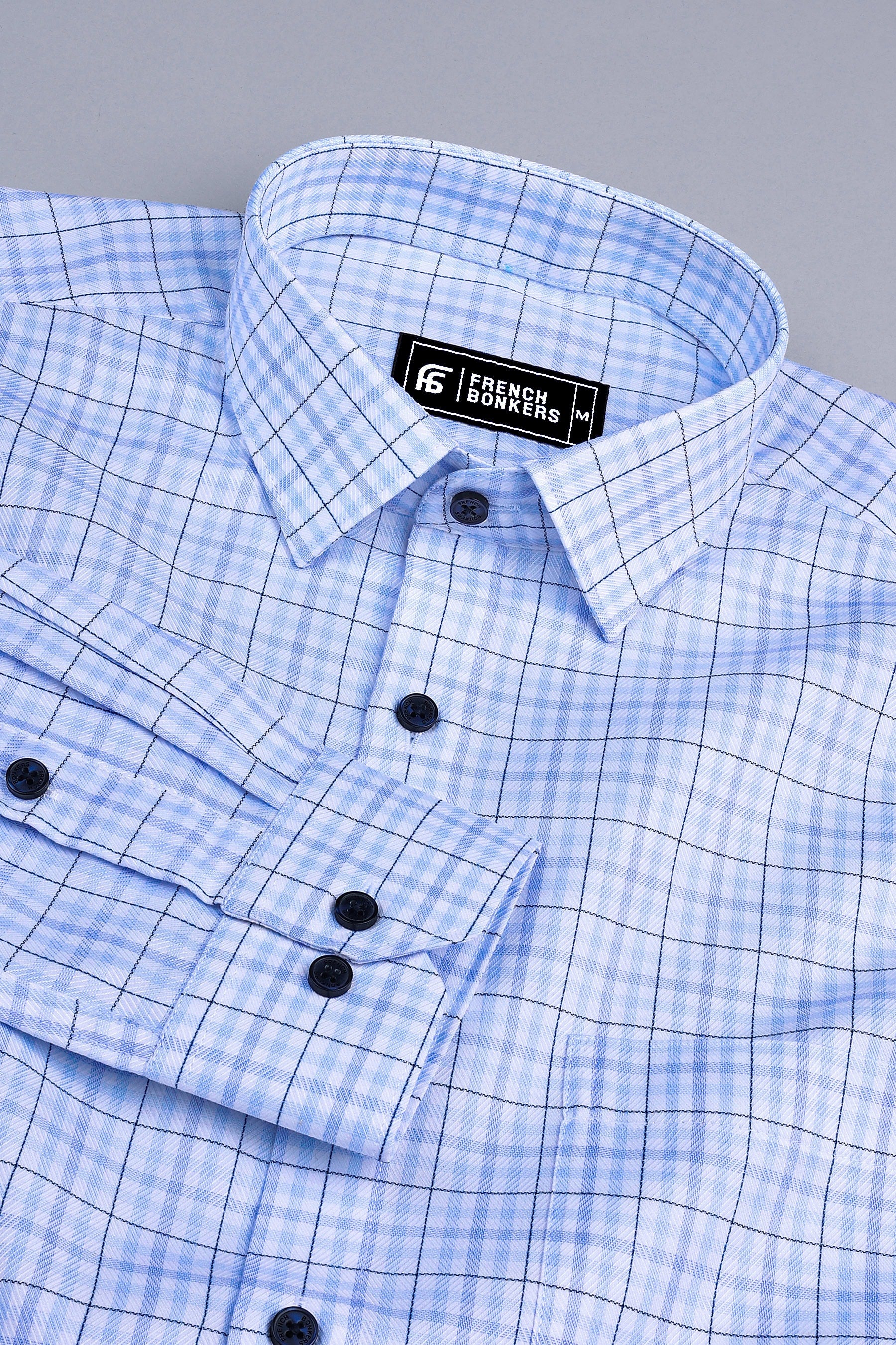 Victory Light blue box check shirt