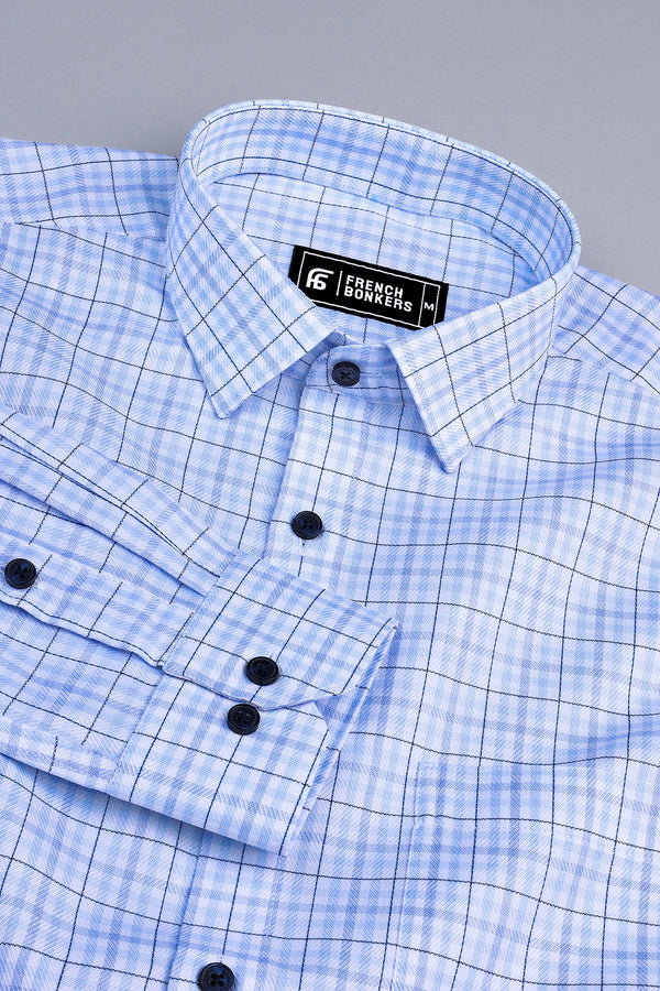 Victory Light blue box check shirt