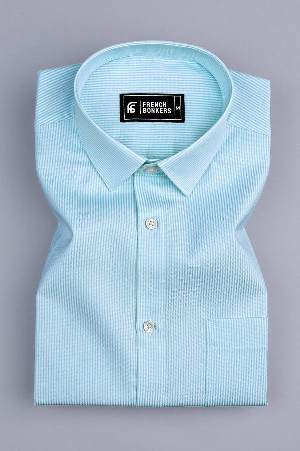 Masculine sky blue stripe shirt