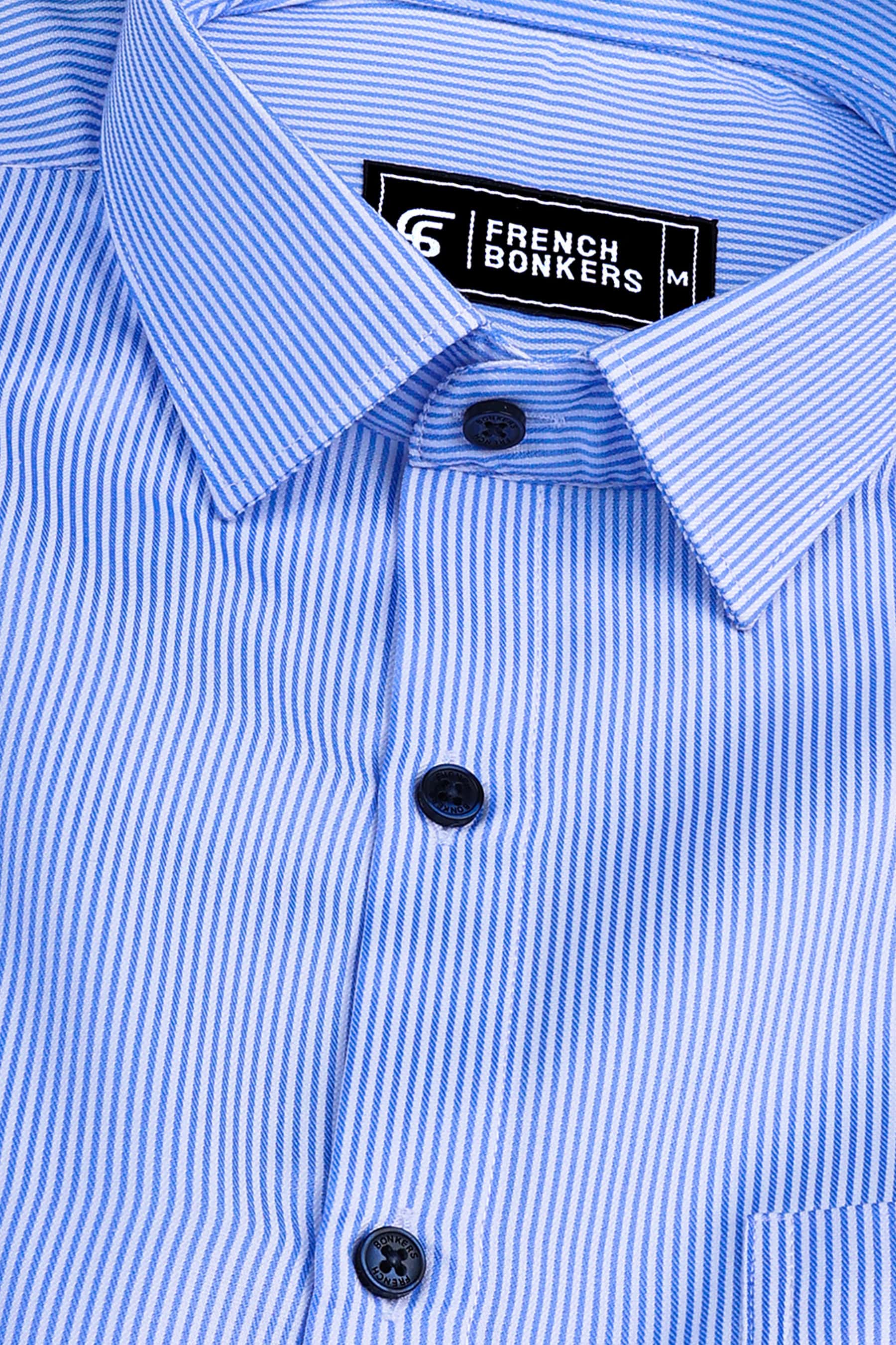 Masculine dark blue stripe shirt