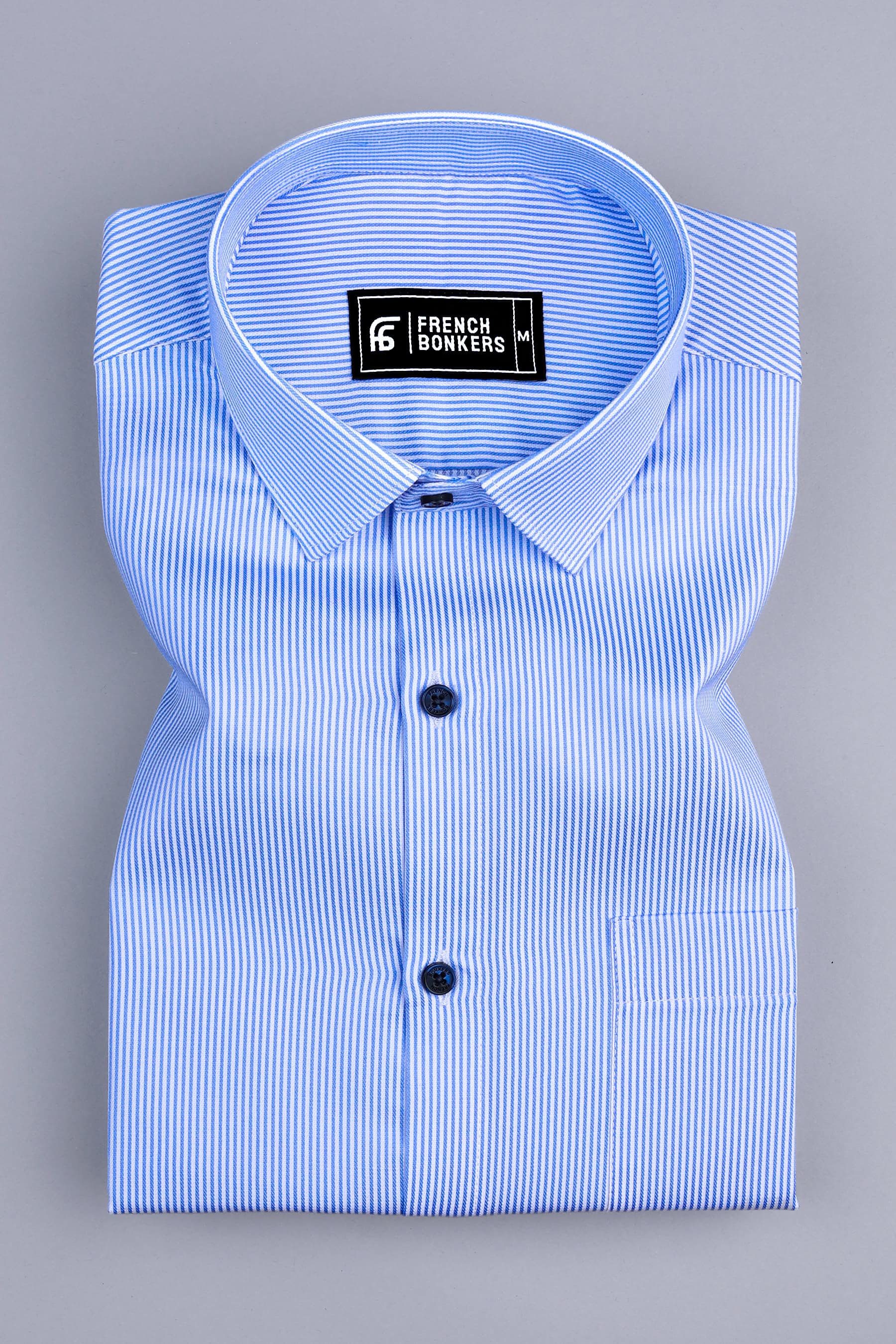 Masculine dark blue stripe shirt