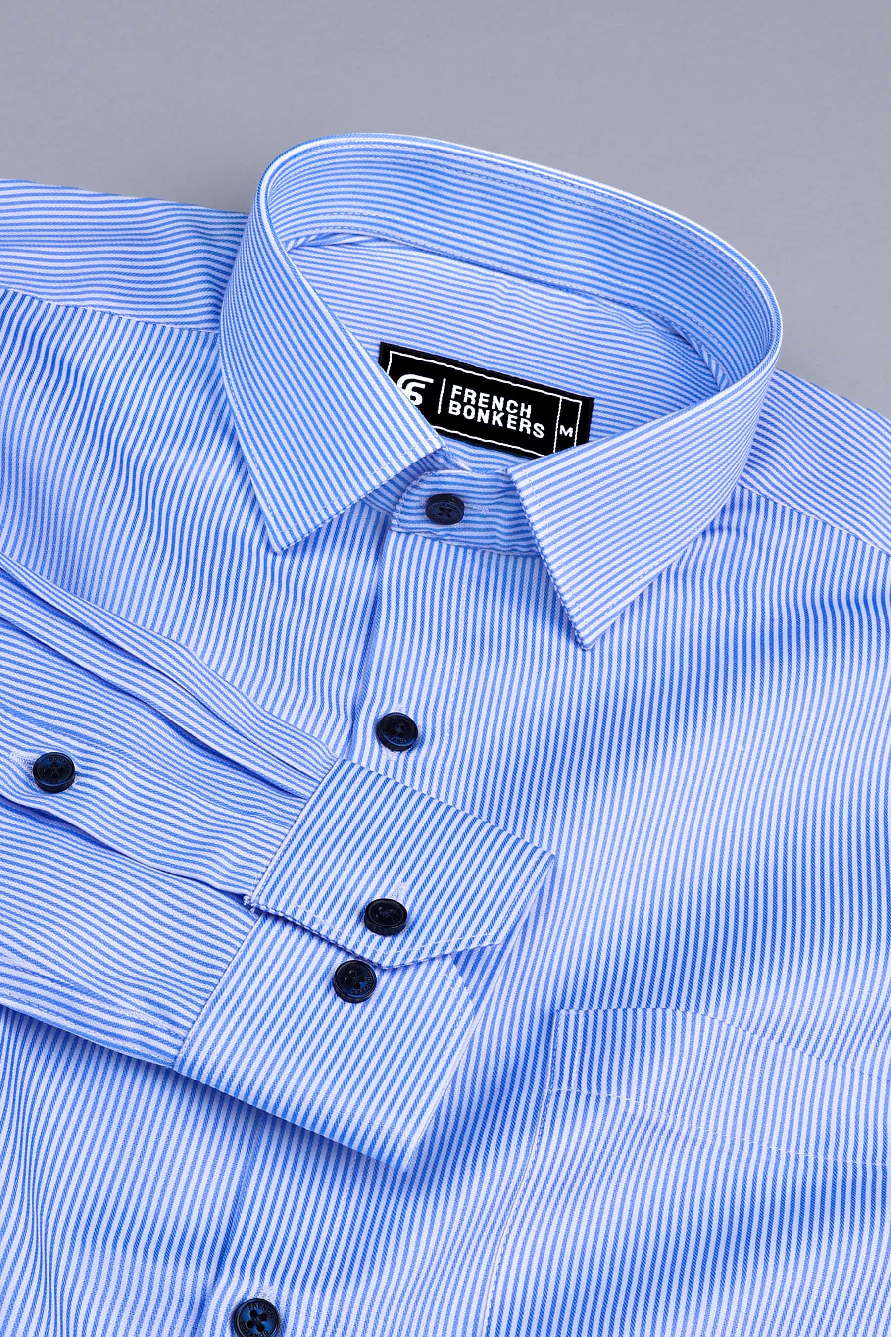 Masculine dark blue stripe shirt