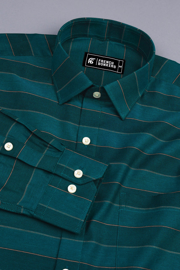 Venom green with golden line stripe shirt