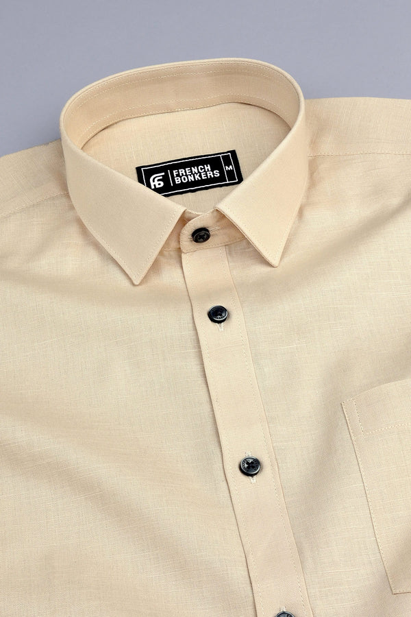 Shiny light brown cotton linen shirt