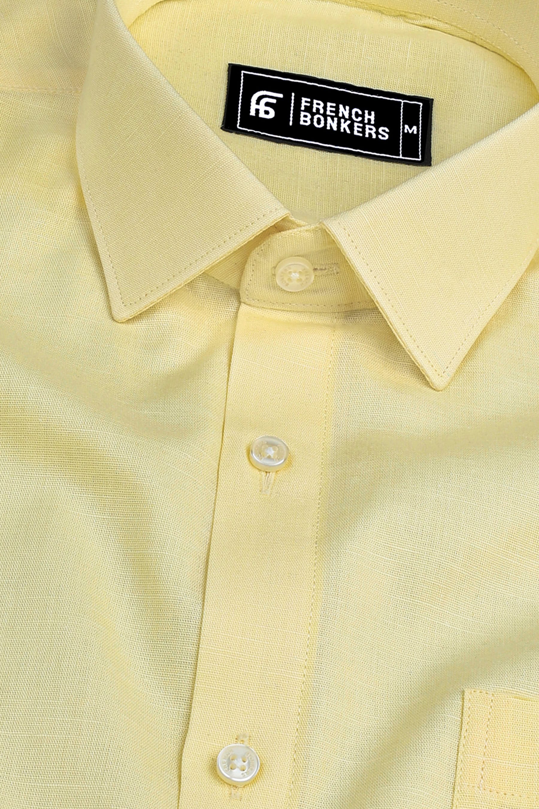 Shiny light yellow cotton linen shirt