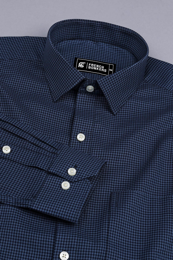 Dark grey with black houndstooth pattern cotton shirt