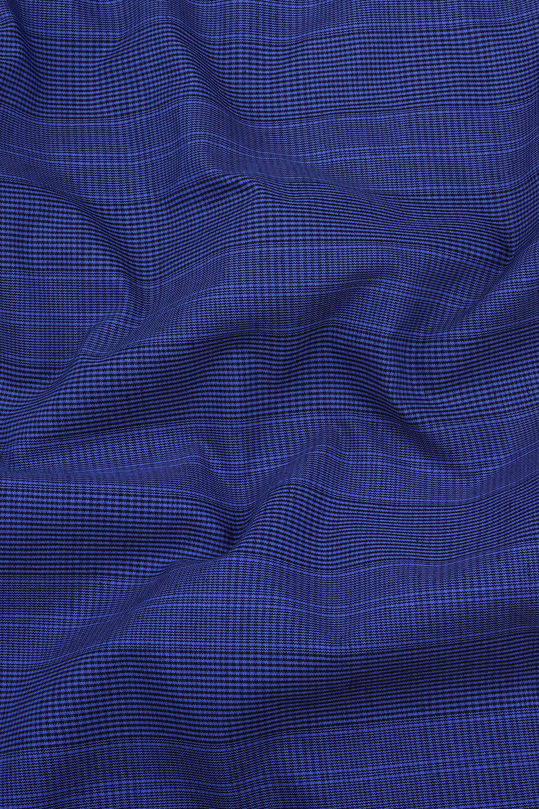 Royal blue with black mini micro check cotton shirt