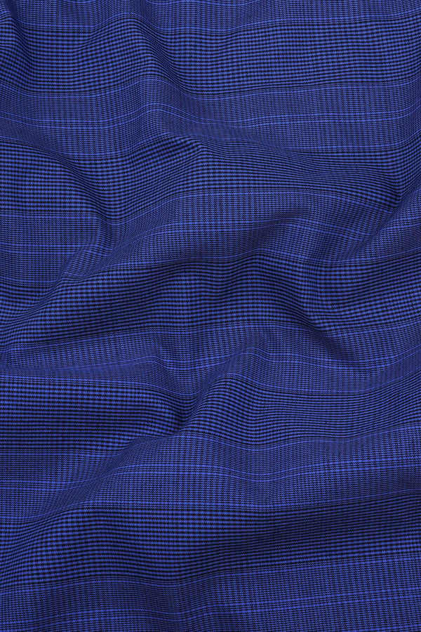 Royal blue with black mini micro check cotton shirt