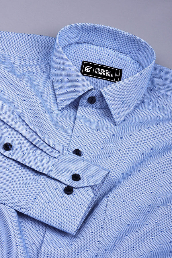 Blue premium jacquard cotton shirt