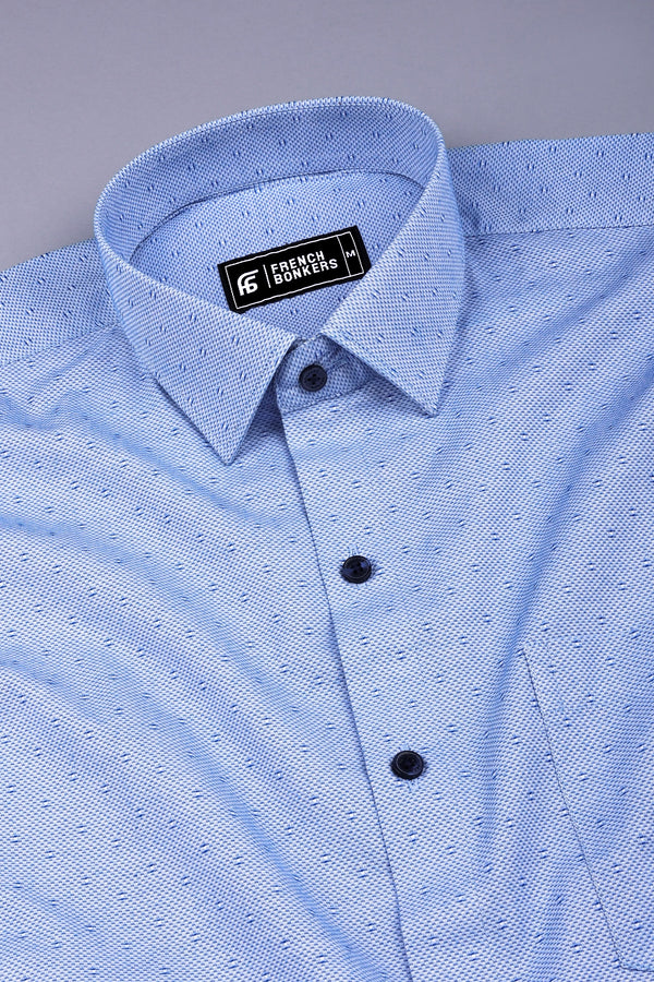 Blue premium jacquard cotton shirt