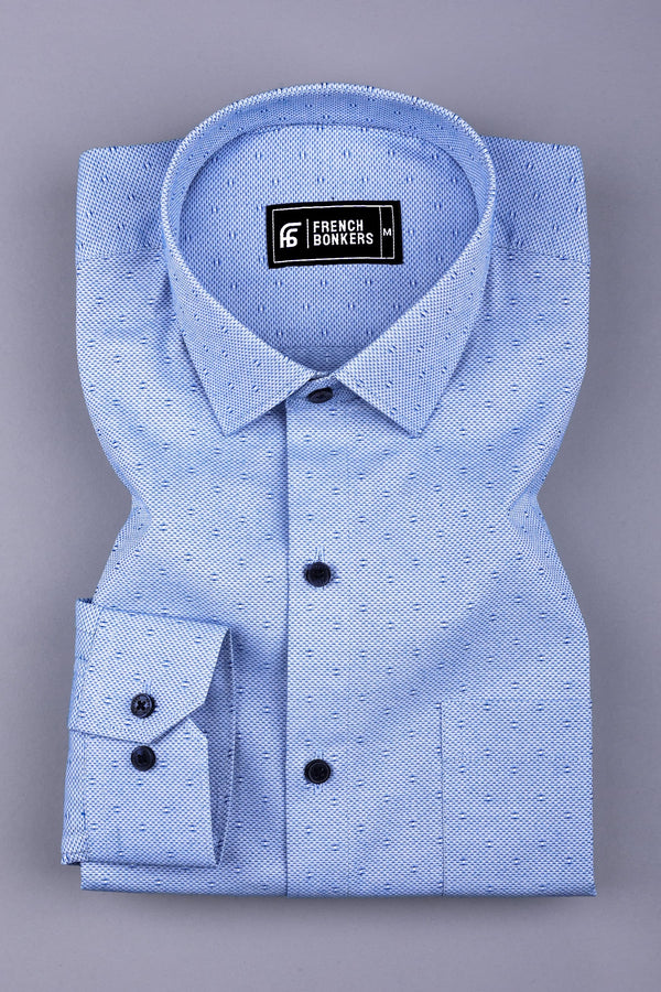 Blue premium jacquard cotton shirt