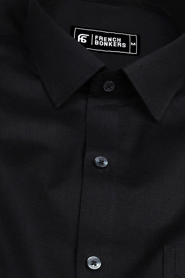 Soot black poplin solid shirt
