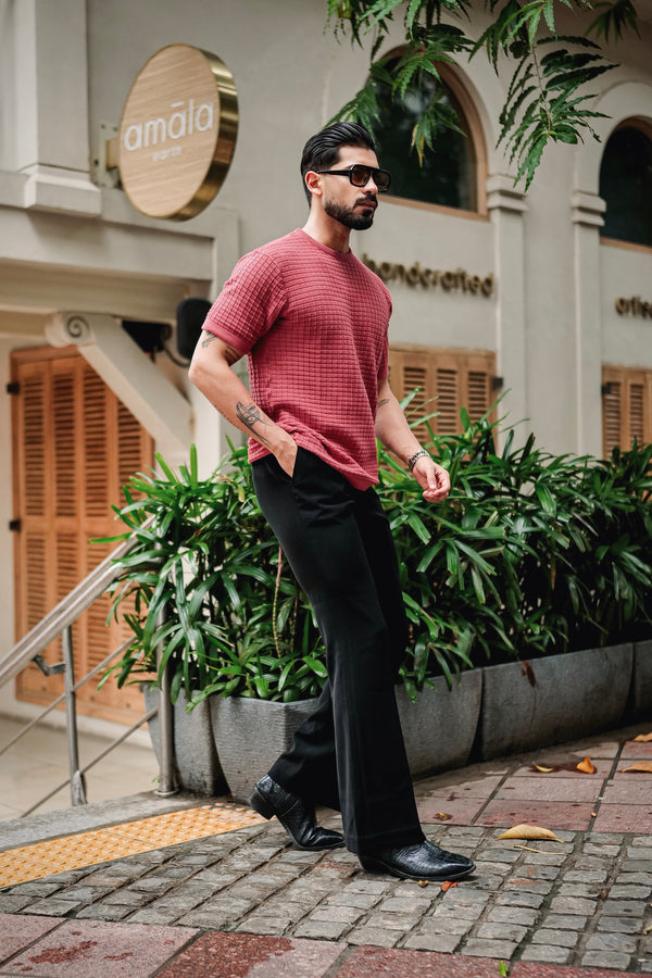 Candy Pink Knitted Cotton T-Shirt