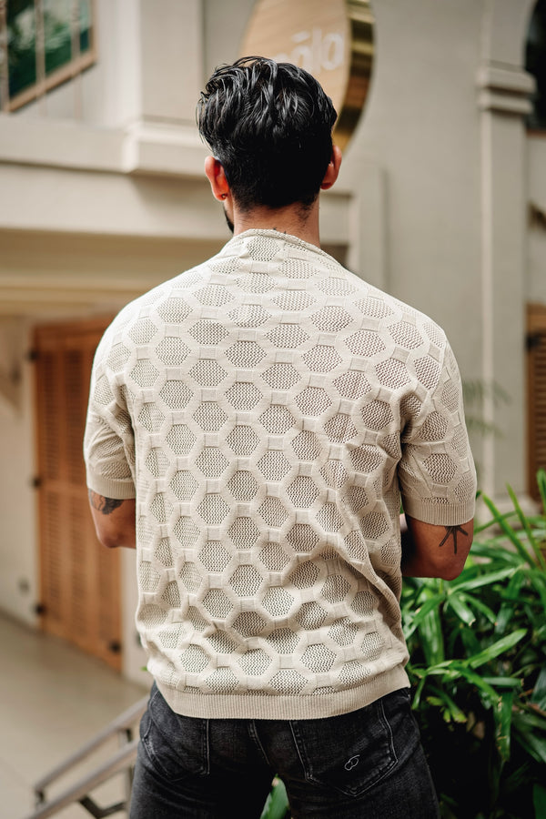 Georgian Cream Knitted Cotton T-Shirt