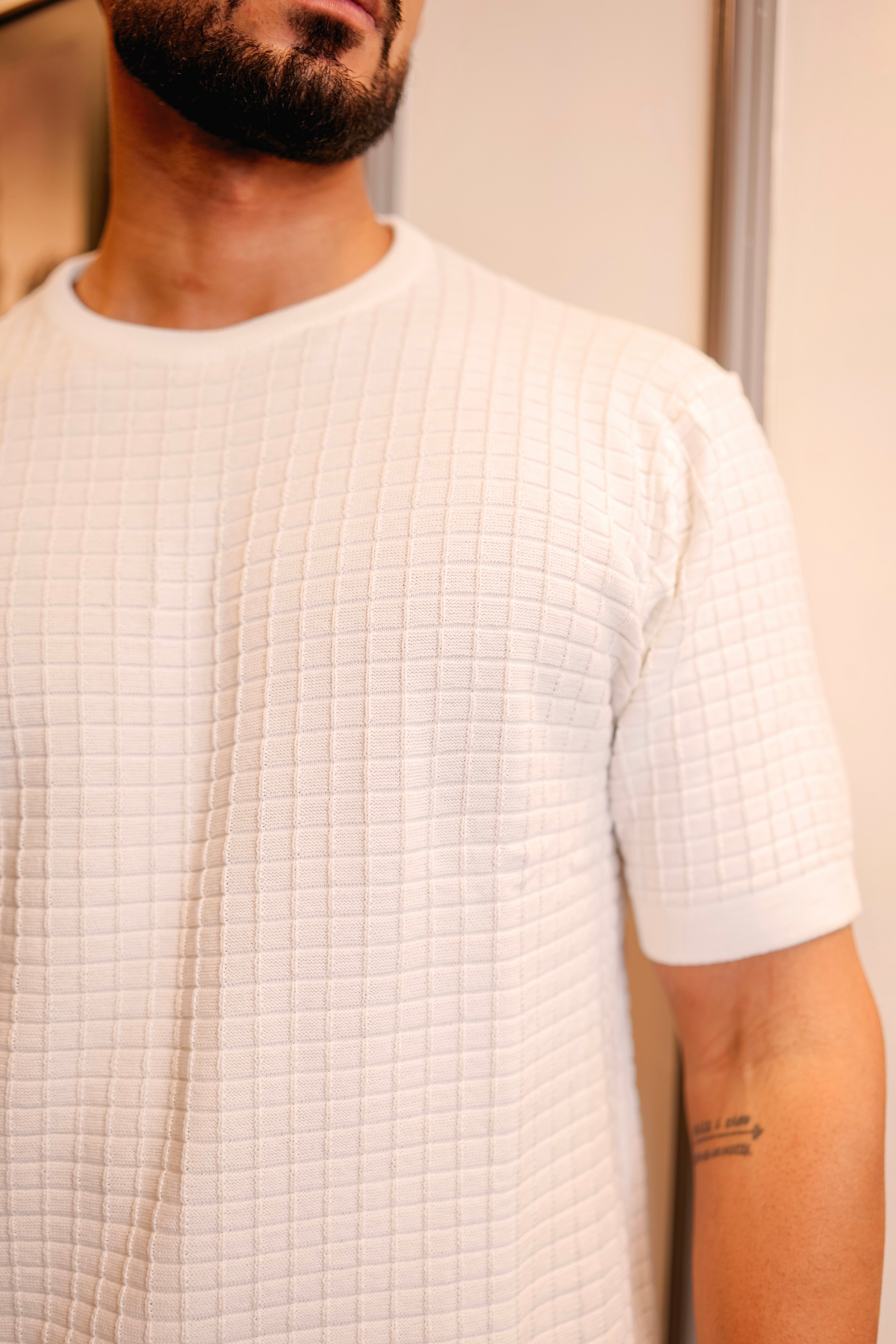 Candy White Knitted Cotton T-Shirt