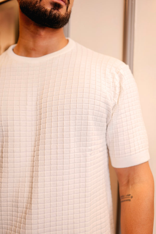 Candy White Knitted Cotton T-Shirt