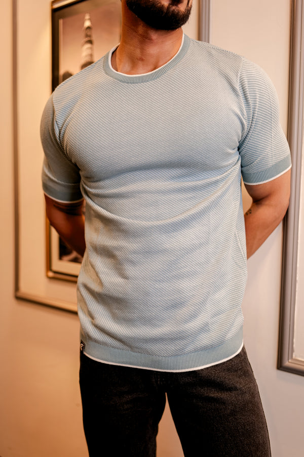 Liarko Vespa Green With White Knitted Cotton T-Shirt