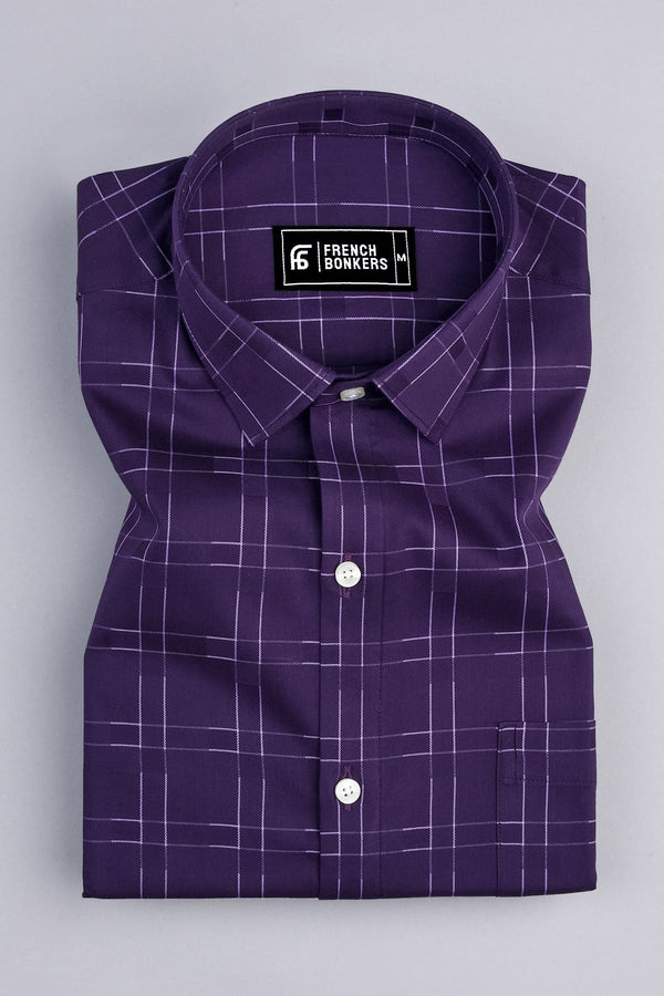 Dark purple box check shirt