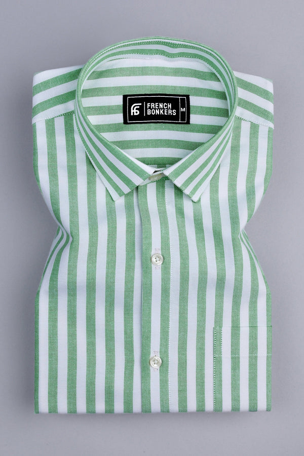 White with green stripe shirt White with green stripe shirt
