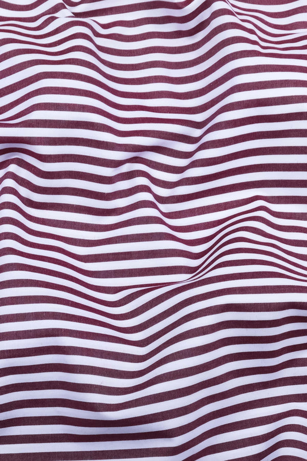 White with wine red bengal stripe cotton shirt
