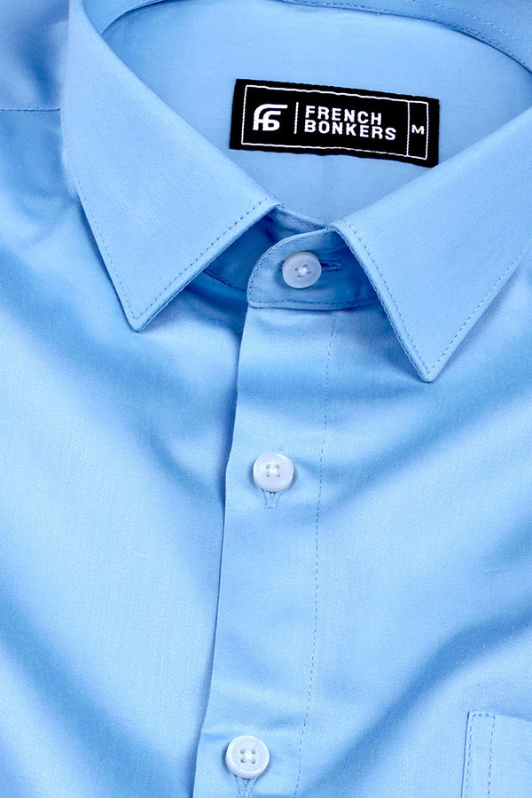 Rainbow sky blue satin cotton shirt