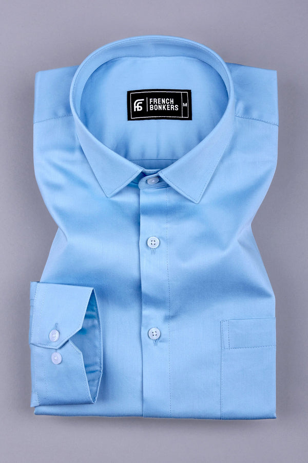 Rainbow sky blue satin cotton shirt