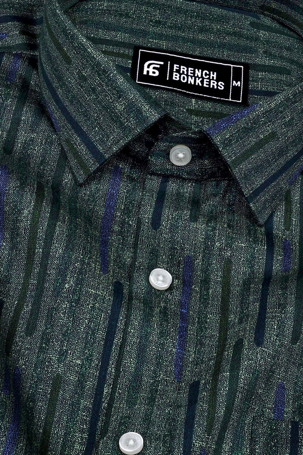Green Stick Printed Cotton Shirt