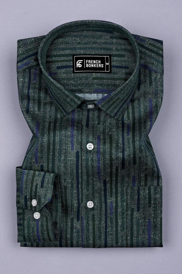 Green Stick Printed Cotton Shirt