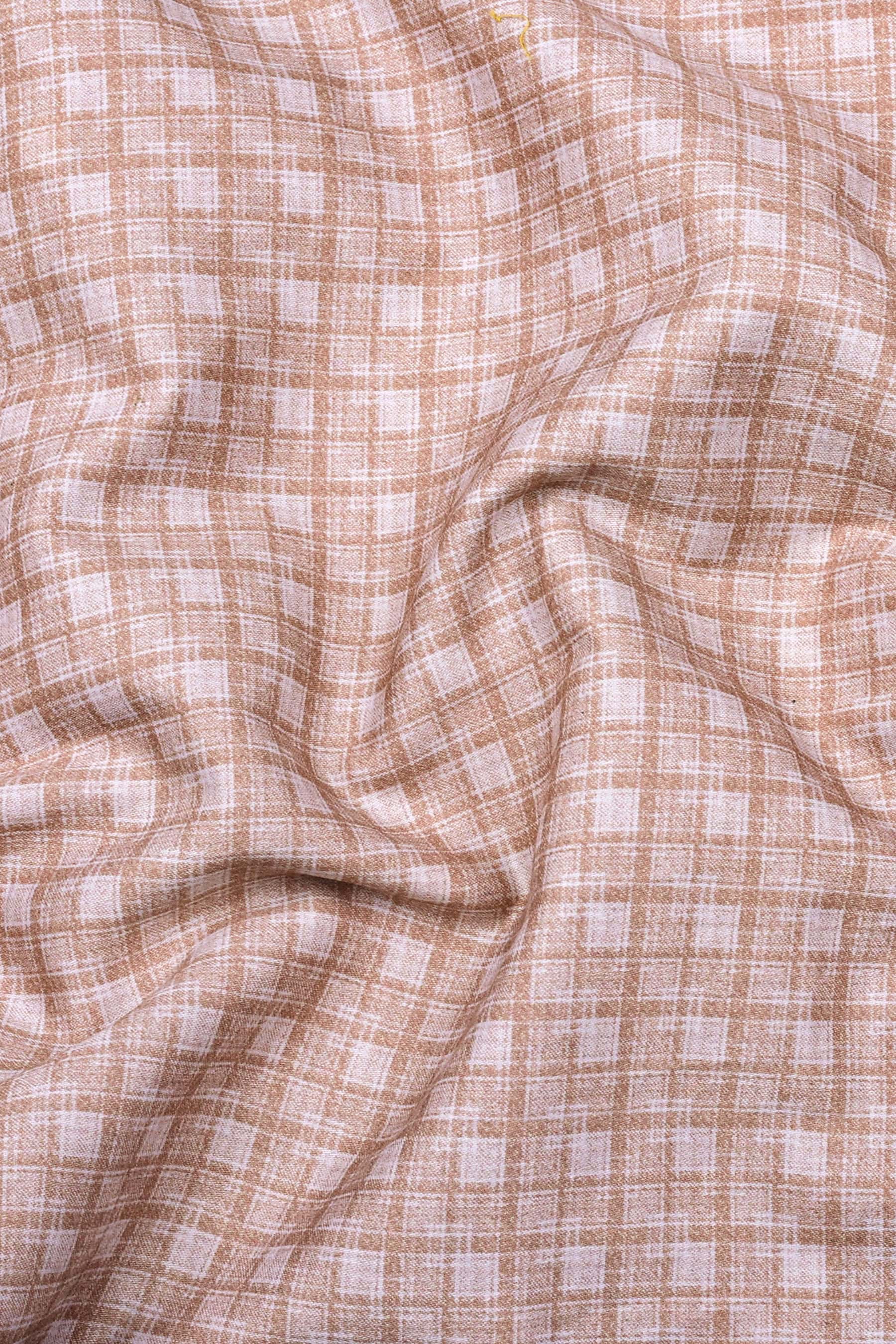 Desert Sand Check Pattern Printed Cotton  Shirt