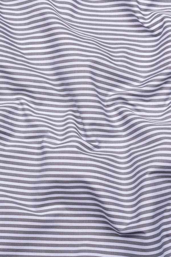 White With Gray Pencil Stripe Cotton Shirt