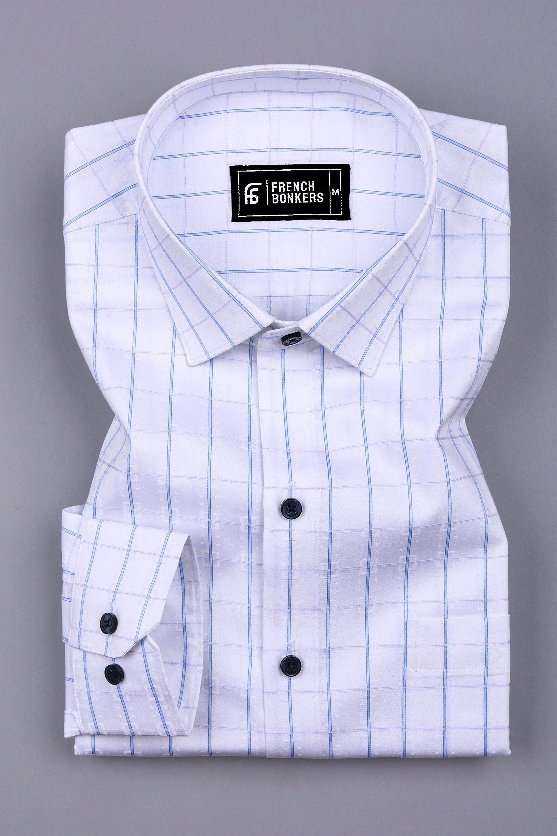 White With Blue Line Check Shirt